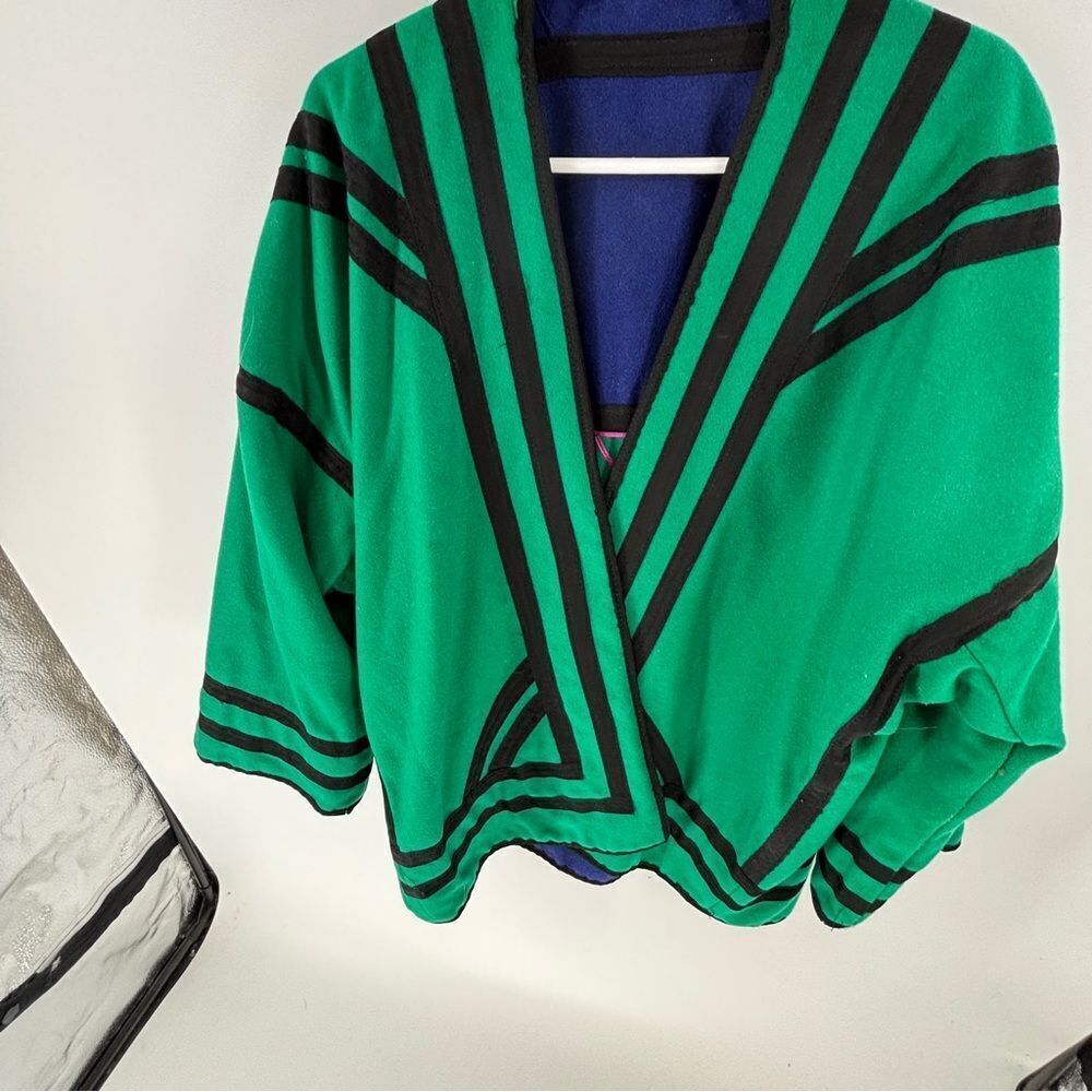 Handmade heavyweight wool reversible coat cultural art to wear women’s M/L